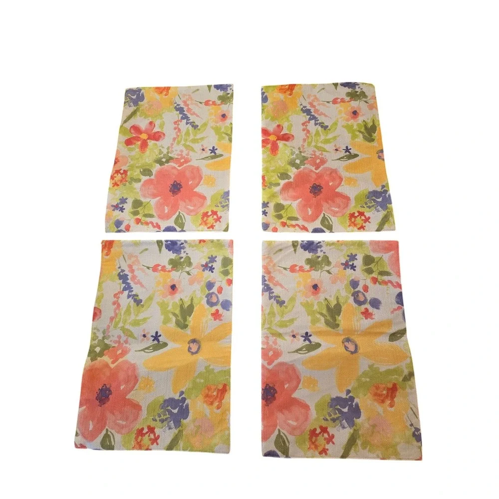 Floral Placemats Watercolor Spring Decor Set of 4 Water Color Table